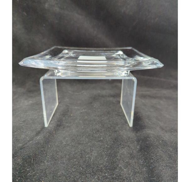Pair of Glass Pillar Candle Holder Plates 6.5" Square - Picture 2 of 5